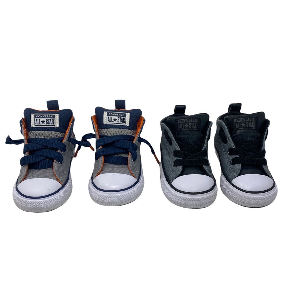 Lot of 2 Baby Toddler All Star Converse Size 4 & 5 Gray Black & Gray Orange - Picture 2 of 7
